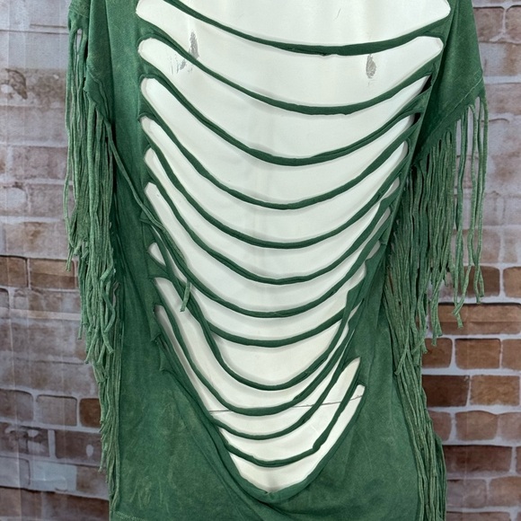 Affliction Women’s Fringe Rhinestone Graphic Cut Out Tank Top -NWT - Picture 10 of 12